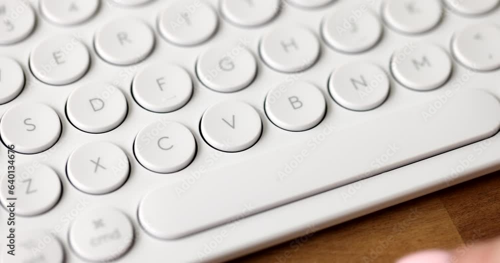 Typing on computer keyboard keys and space bar. User presses spacebar on english pc keyboard Typing on computer keyboard keys and space bar. User presses spacebar on english pc keyboard