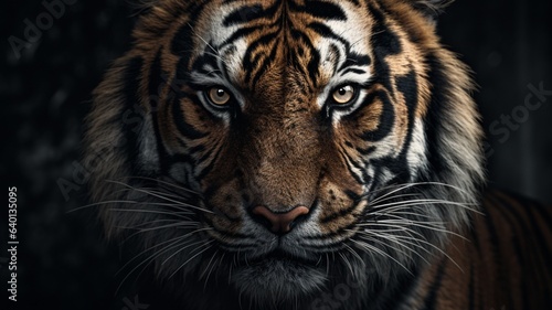 Bengal tiger face close up wild animal picture 