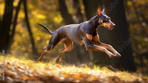 Black dog thick forest run breeds animal picture Ai generated art