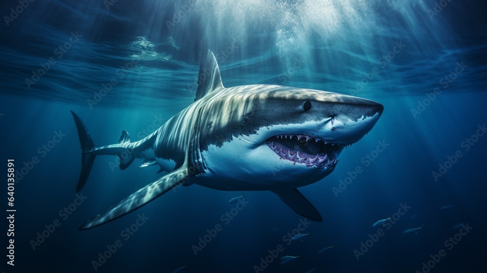 Great white shark ocean style underwater image Ai generated art