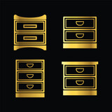 gold color file cabinet icon, vector, template, logo, trendy, collection, flat, design