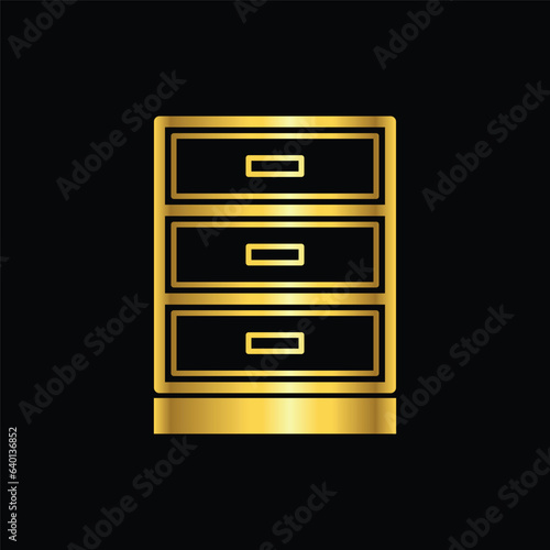 gold color file cabinet icon, vector, template, logo, trendy, collection, flat, design