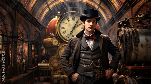 Time-traveling explorer in a Victorian setting © javier