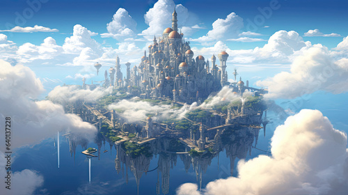 Floating city above the clouds