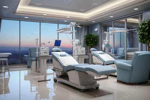 operating room with a hospital bed and equipment