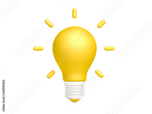 Yellow light bulb. Isolated. 3d illustration.
