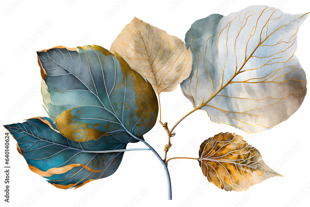Fig Leaf in watercolor also known as Ficus Carica or Sycamore Fig - obrazy, fototapety, plakaty 