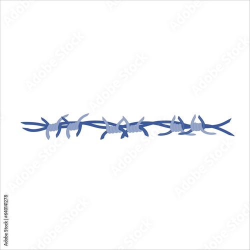 Barbed wire fence border frame illustration. Sharp thorns of barbwire barrier zone. Protection and security concept. Vector illustration.