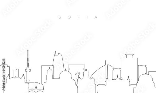 Outline Sofia skyline. Trendy template with Sofia buildings and landmarks in line style. Stock vector design.