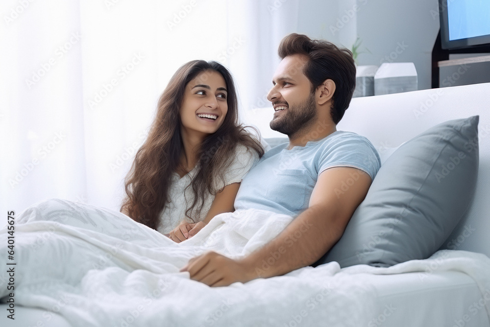 Happy Couple watching television at home Happy Couple watching television at home