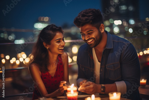 Indian couple celebrating diwali festival.