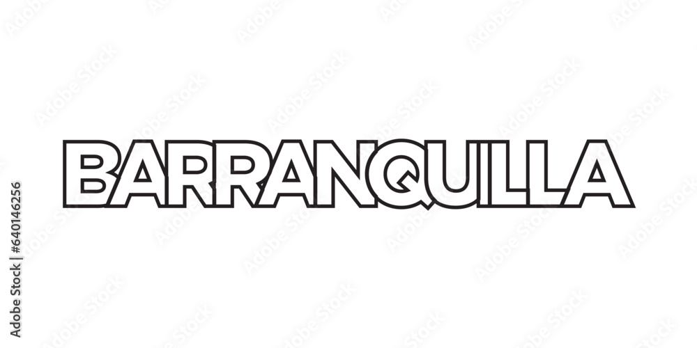 Barranquilla in the Colombia emblem. The design features a geometric style, vector illustration with bold typography in a modern font. The graphic slogan lettering. Barranquilla in the Colombia emblem. The design features a geometric style, vector illustration with bold typography in a modern font. The graphic slogan lettering.