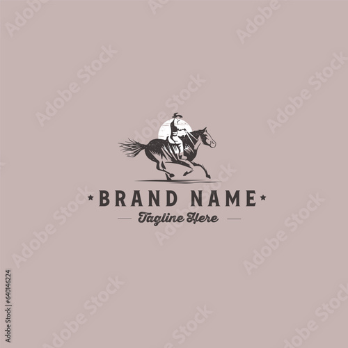 a man on a horse vintage logotype