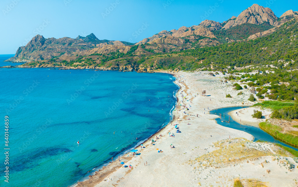 Corse (France) - Corsica is a big touristic french island in Mediterranean Sea, beside Italy, with beautiful beachs and mountains. Here the beach named Plage de Ostriconi beside Calvi.