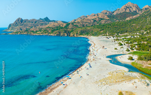 Corse (France) - Corsica is a big touristic french island in Mediterranean Sea, beside Italy, with beautiful beachs and mountains. Here the beach named Plage de Ostriconi beside Calvi.