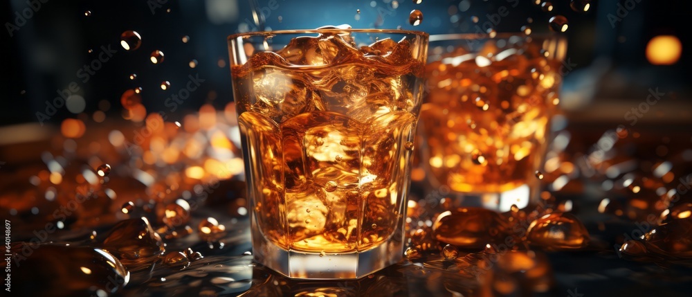 Ice with brown soda. Generative AI Ice with brown soda. Generative AI