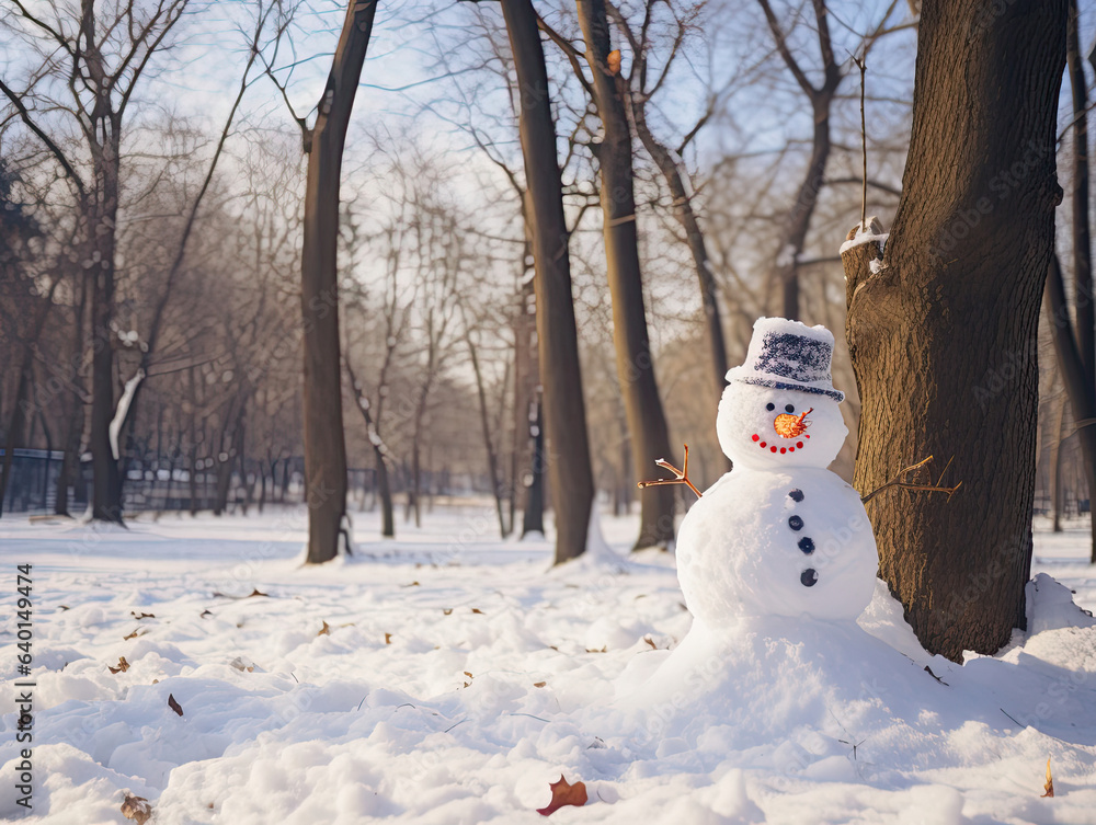 Obraz premium snowman in the forest