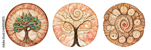 Tree trunk circles on transparant background