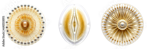 Diatoms, very small unicellular organisms. Organic circles.