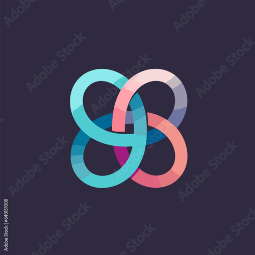 Online learning filled gradient logo. Business automation. Linked rings. Design element. Created with artificial intelligence. Ai art for corporate branding, saas company, financial advisor