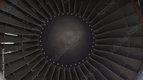 turbine on the wing of a Boeing 747 at the airport