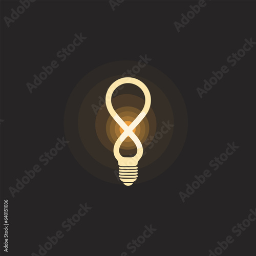 Digital learning beige logo. Business intelligence. Infinity light bulb. Design element. Created with artificial intelligence. Ai art for corporate branding, software company, content creator