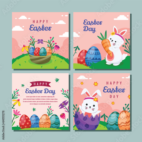 template design for social media with happy easter day theme