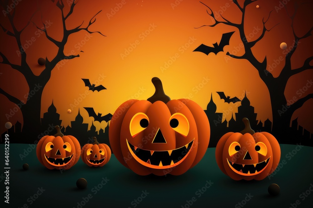 Halloween with scary pumpkin background. Generative AI Halloween with scary pumpkin background. Generative AI