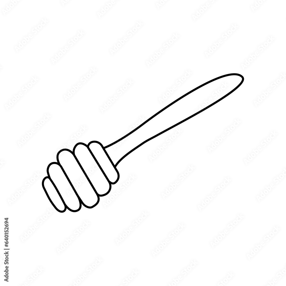 Vector linear illustration of honey spoon, doodle style. Vector linear illustration of honey spoon, doodle style.