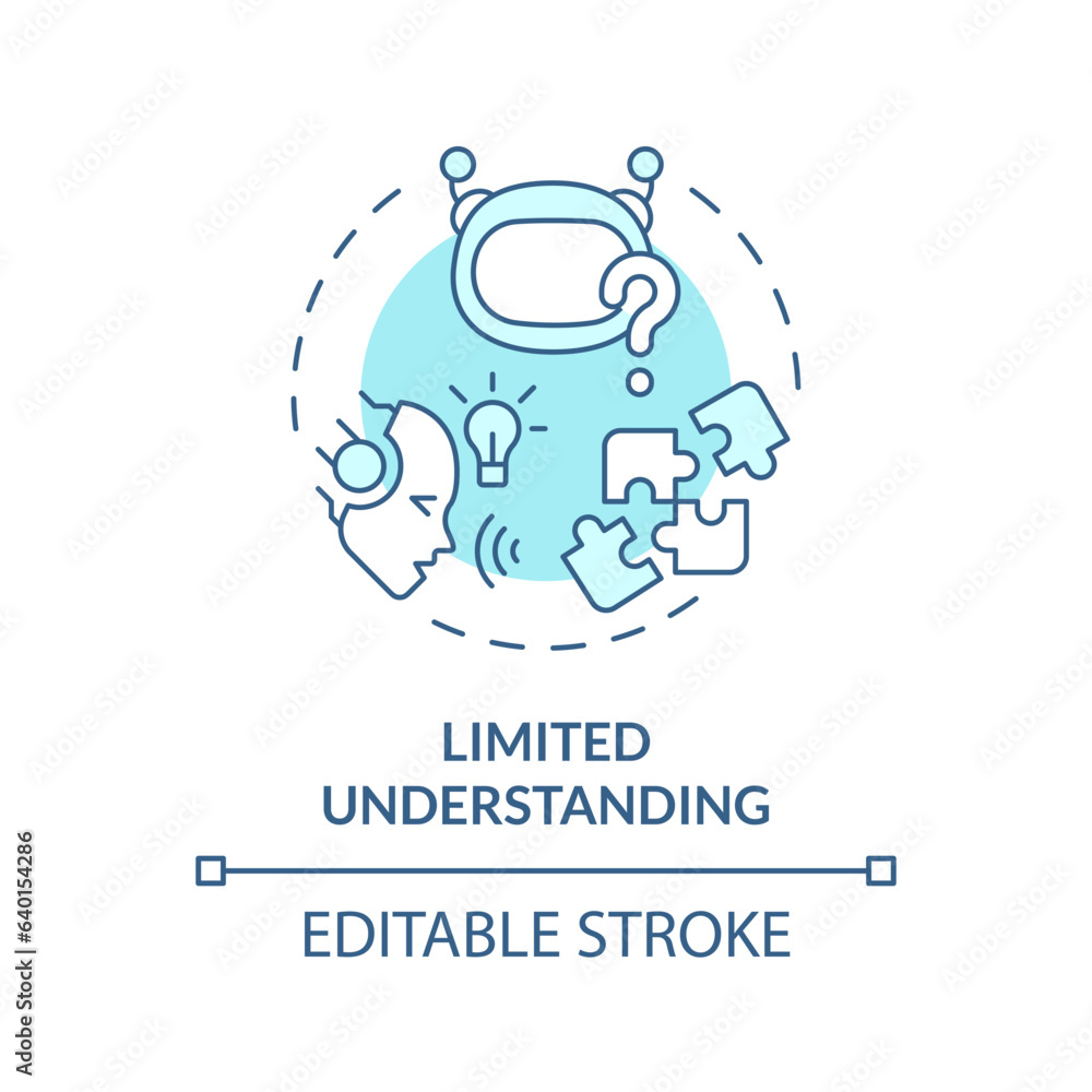 2D editable limited understanding thin line blue icon concept, isolated vector, illustration representing voice assistant. 2D editable limited understanding thin line blue icon concept, isolated vector, illustration representing voice assistant.