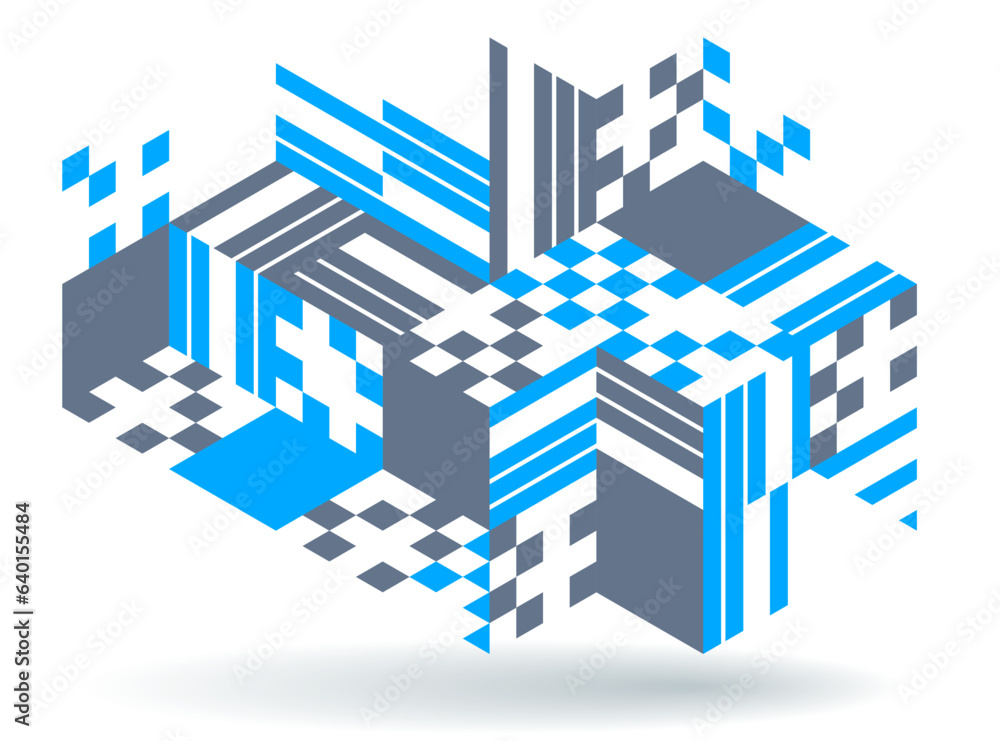 Blue vector abstract geometric background with cubes and different ...