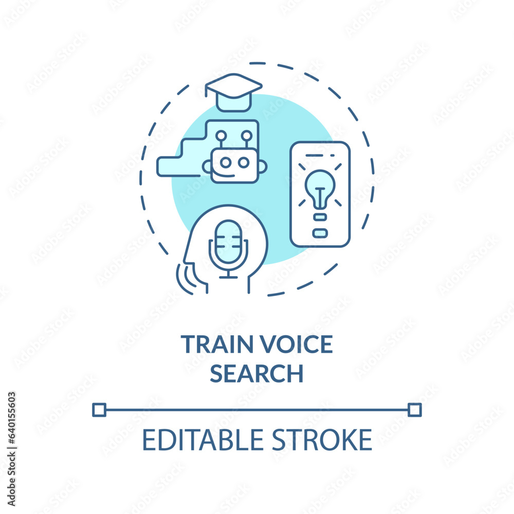2D editable train voice search thin line blue icon concept, isolated vector, illustration representing voice assistant. 2D editable train voice search thin line blue icon concept, isolated vector, illustration representing voice assistant.
