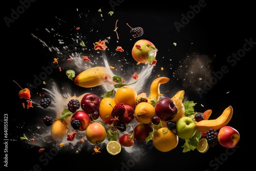Fruits Splash on Black Background