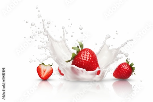 strawberries falling into Milk