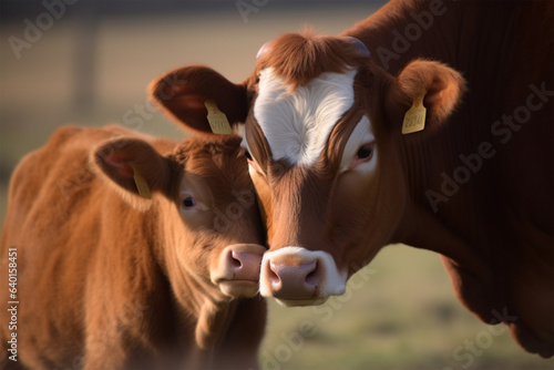 the mother cow is with her cute calf © imur