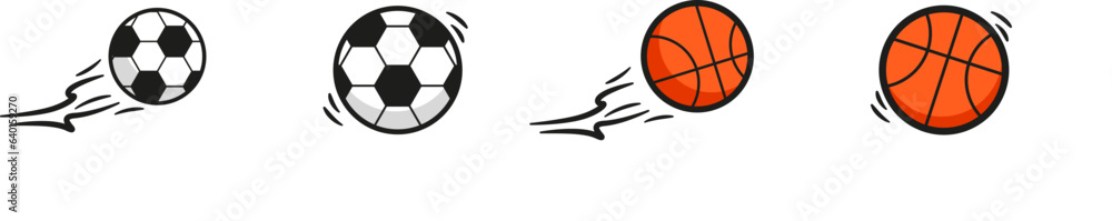 Ball footbal and basketball icon set. Sport balls flat graphic symbol collection.