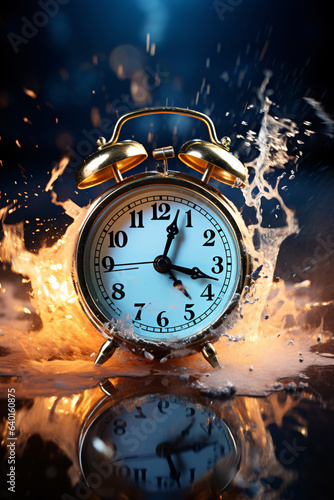 A Surreal Representation Of A Dissolving Alarm Clock  Symbolizing The Transient Nature Of Time  The Object Seems To Be Disintegrating Or Melting  Giving An Abstract Feeling