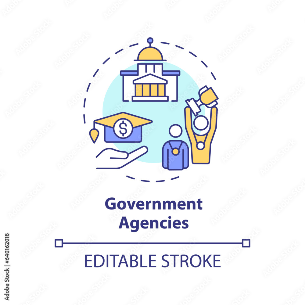 2D editable government agencies thin line icon concept, isolated vector, multicolor illustration representing athletic scholarship.