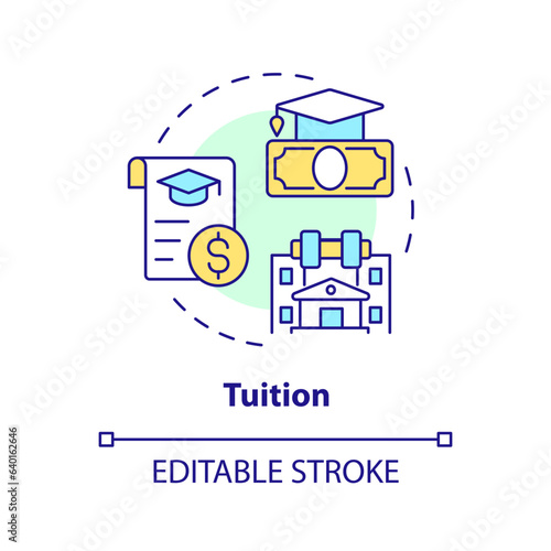2D editable tuition thin line icon concept, isolated vector, multicolor illustration representing athletic scholarship.