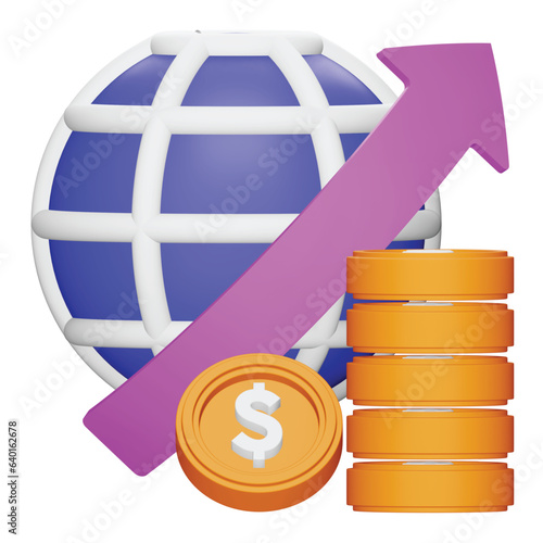 Economy growth 3d rendering isometric icon.