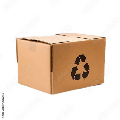 Cardboard box with recycling symbol