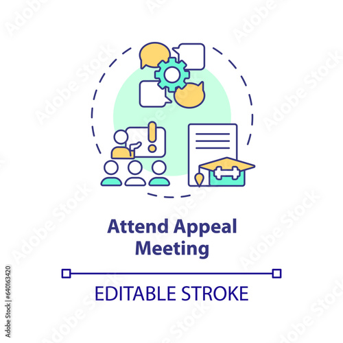 2D editable attend appeal meeting thin line icon concept, isolated vector, multicolor illustration representing athletic scholarship.