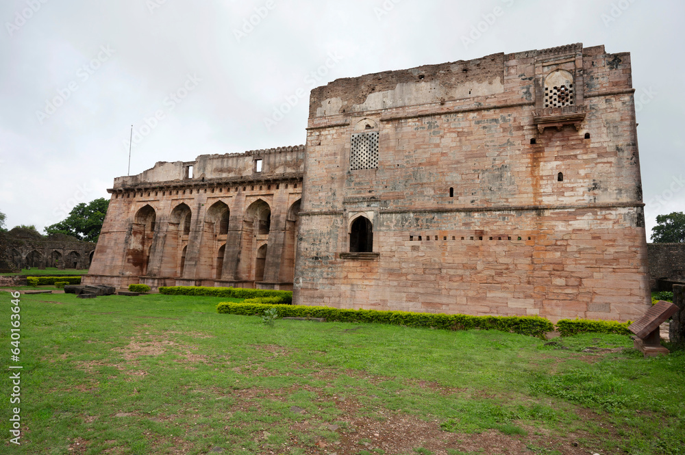Hindola Mahal, situated in the fort, built by Sultan Ghiyasuddin Khilji, Mandu, Madhya Pradesh, India