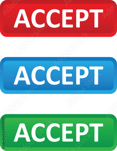 accept vector web button. Web button with action of accept. UI button concept. Vector illustration