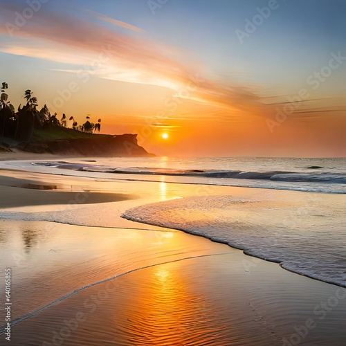 Golden Beach Sunset  A Breathtaking Coastal Serenity