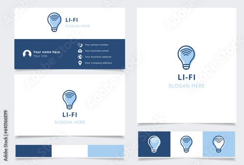 Li-fi logo design with editable slogan. Branding book and business card template.