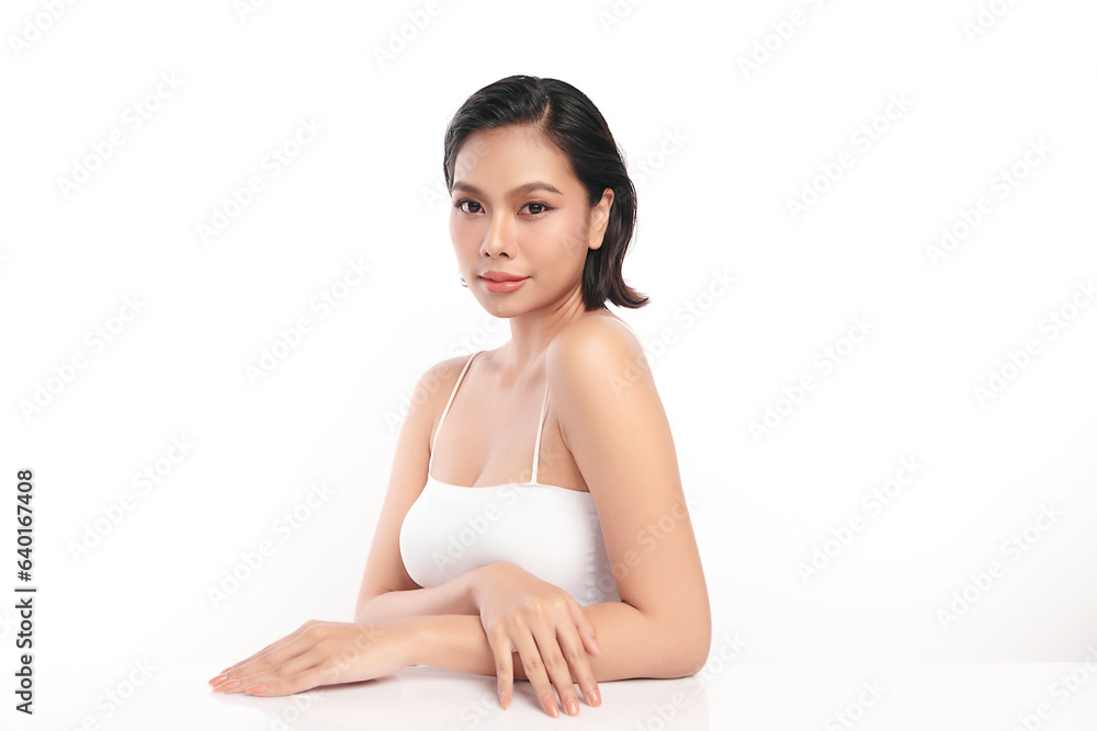 Beautiful young asian woman with clean fresh skin on white background, Face care, Facial treatment, Cosmetology, beauty and spa, Asian women portrait. Beautiful young asian woman with clean fresh skin on white background, Face care, Facial treatment, Cosmetology, beauty and spa, Asian women portrait.
