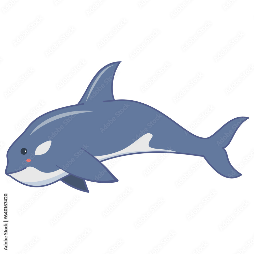 Obraz premium Killer whale outline vector illustration.Hand drawn killer whale.Underwater fish.Marine life.Isolated on white background.