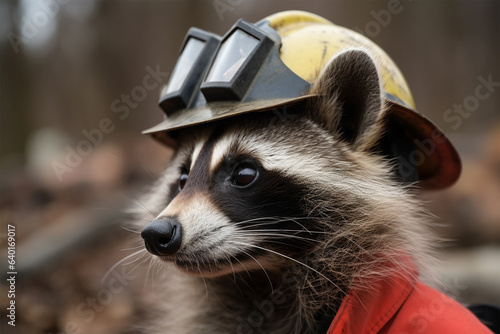 a firefighter raccoon