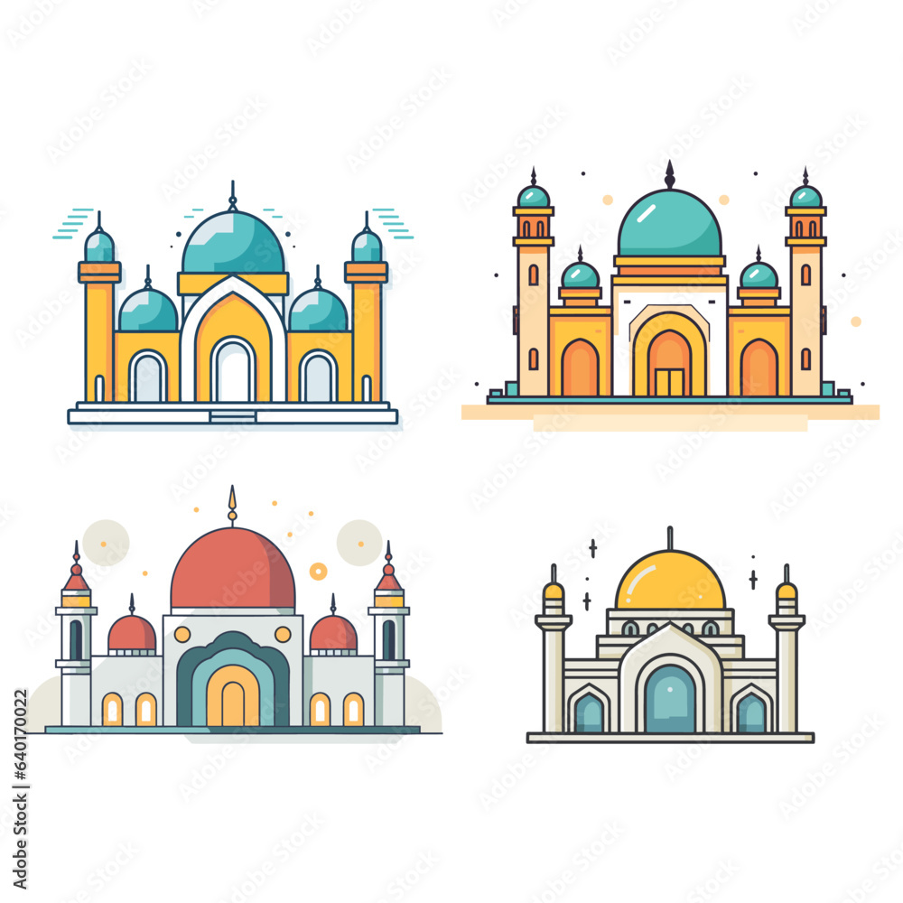 mosque or masjid vector illustration clipart sticker vector png for milad un nabi or ramdan eid mubarak